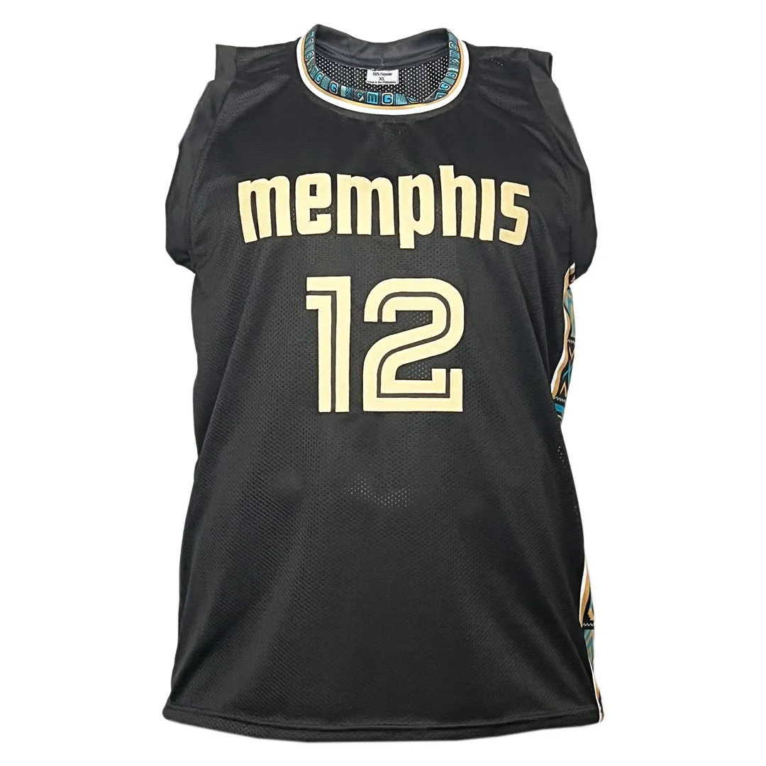 Ja Morant Signed Memphis Black Basketball Jersey light Sig (Beckett)