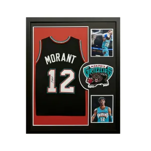 Ja Morant Signed Memphis Grizzlies Vertical Custom Framed Basketball Jersey