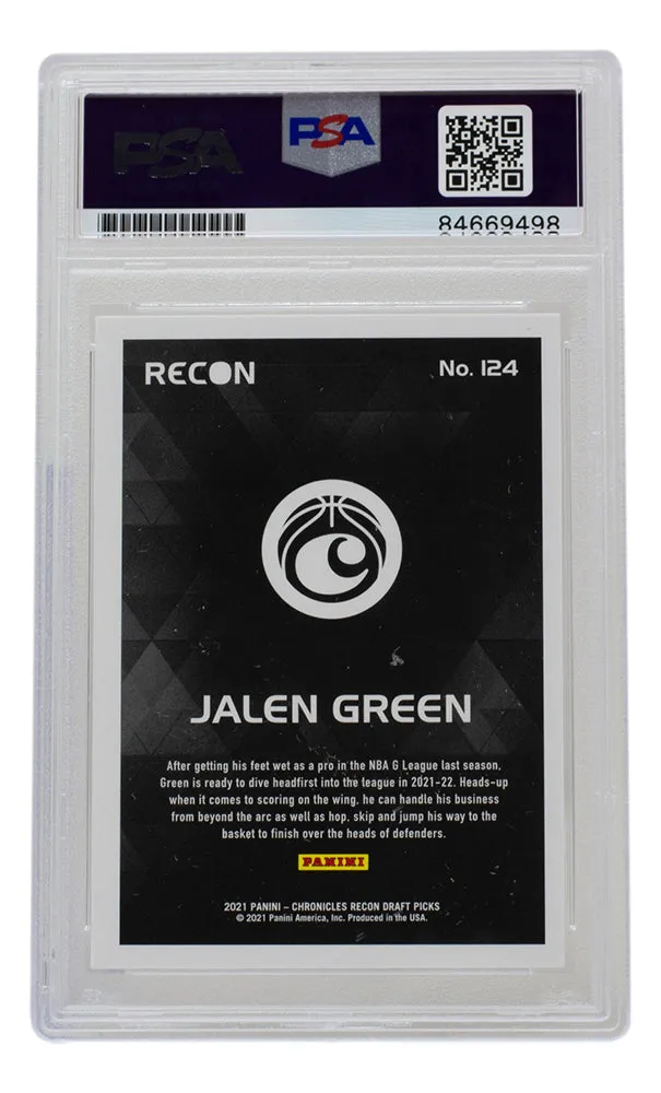 Jalen Green Signed Houston Rockets 2021 Panini Recon Rookie Card #124 PSA/DNA