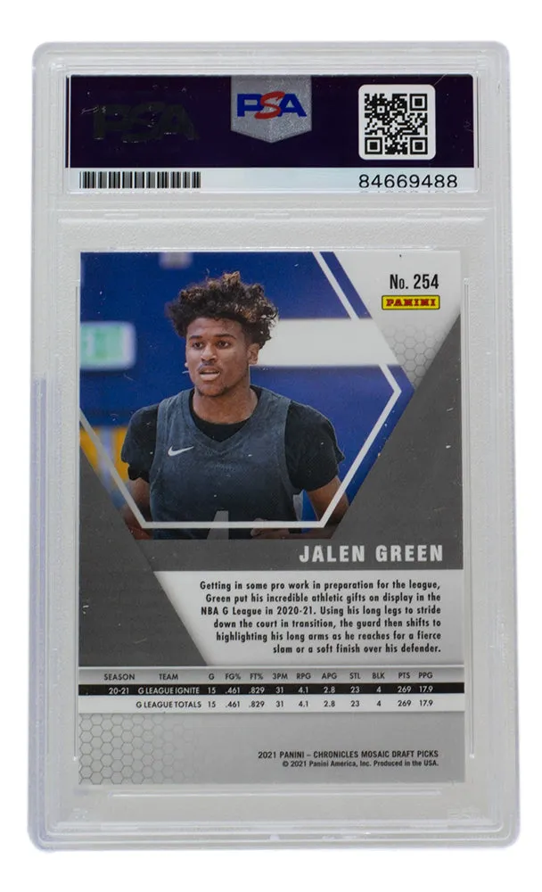 Jalen Green Signed Rockets 2021 Panini Mosaic Silver Rookie Card #254 PSA/DNA 10