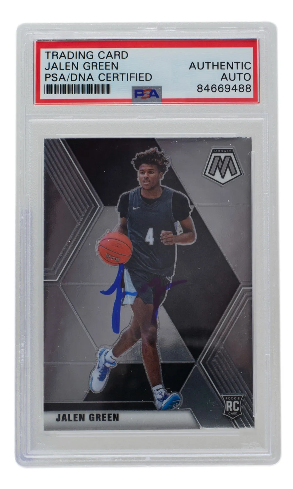 Jalen Green Signed Rockets 2021 Panini Mosaic Silver Rookie Card #254 PSA/DNA 10