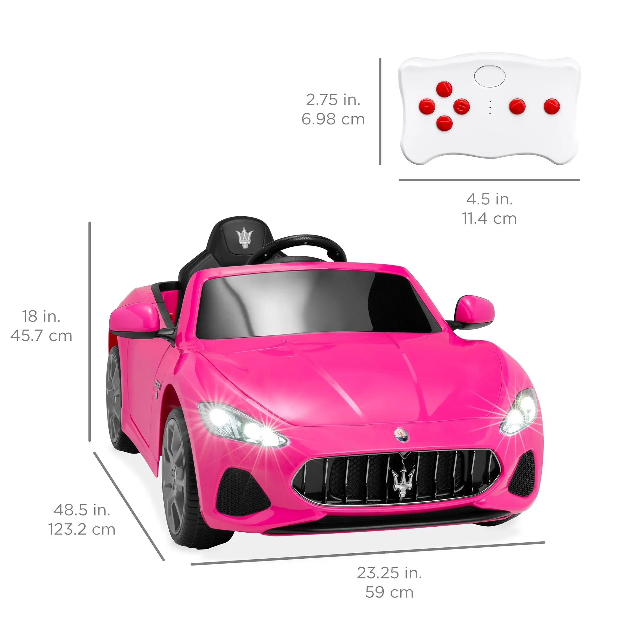 Kids 12V Licensed Maserati GranCabrio Ride On Car w/ Remote Control, AUX