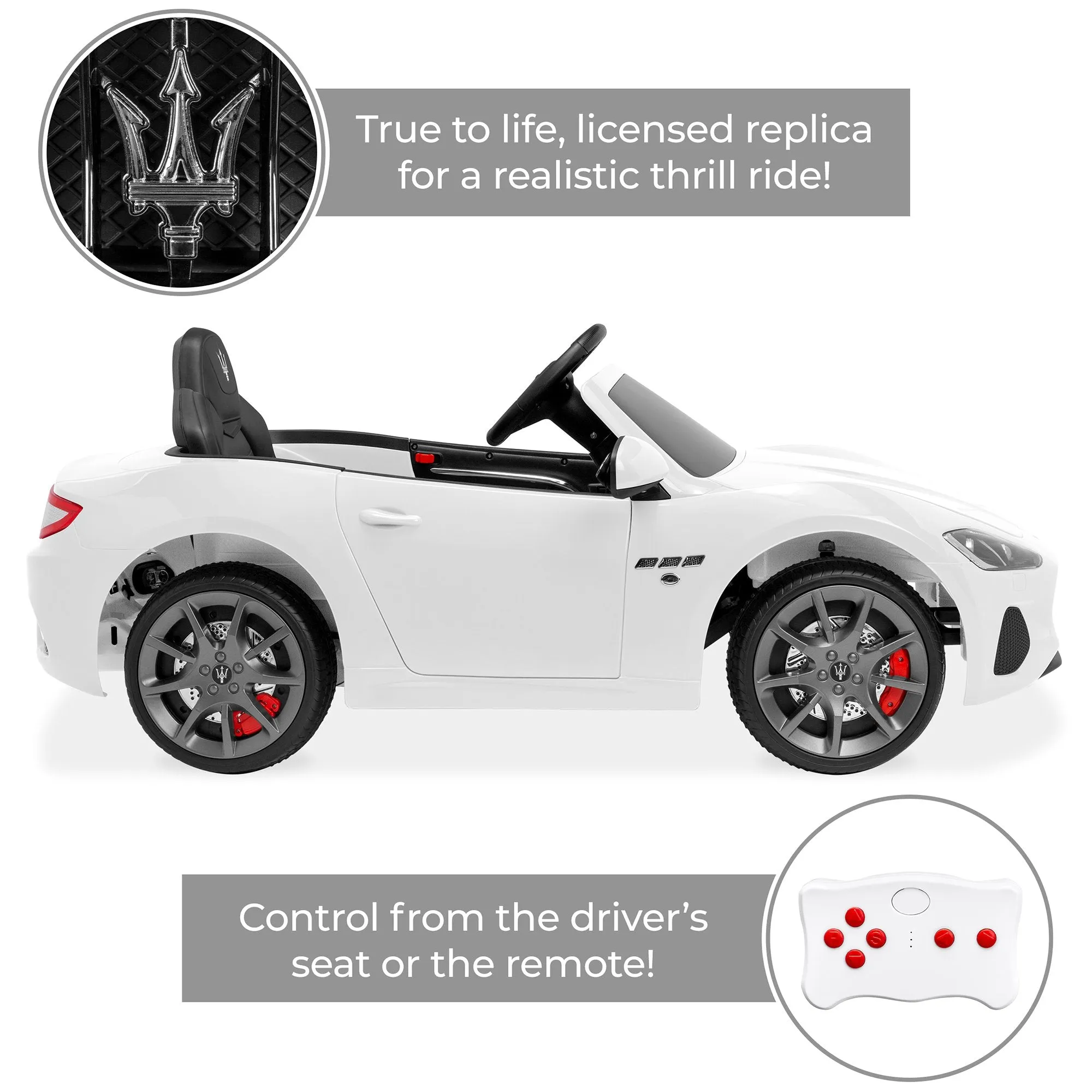 Kids 12V Licensed Maserati GranCabrio Ride On Car w/ Remote Control, AUX