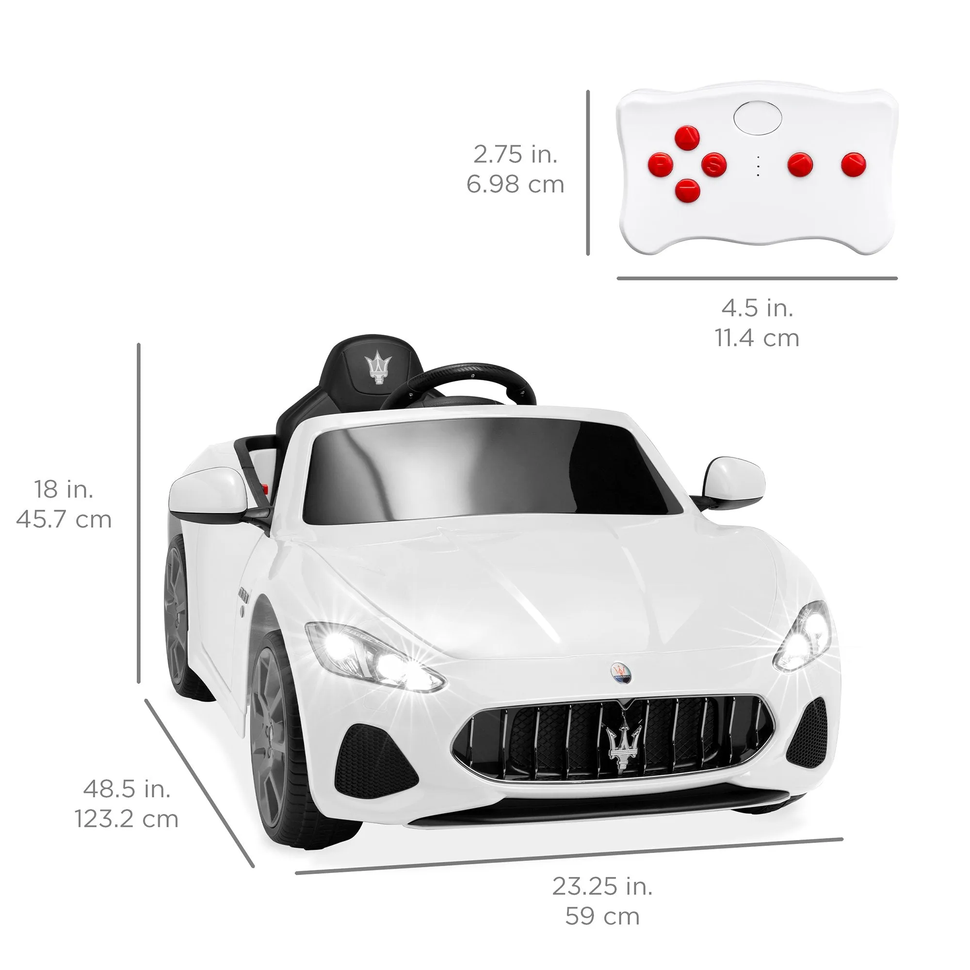 Kids 12V Licensed Maserati GranCabrio Ride On Car w/ Remote Control, AUX