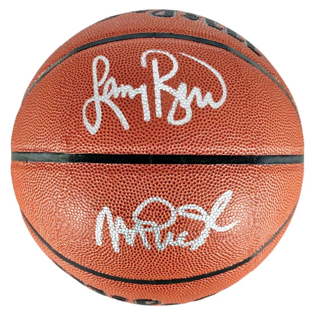 Larry Bird and Magic Johnson Signed NBA Wilson Authentic Series Basketball (Beckett)