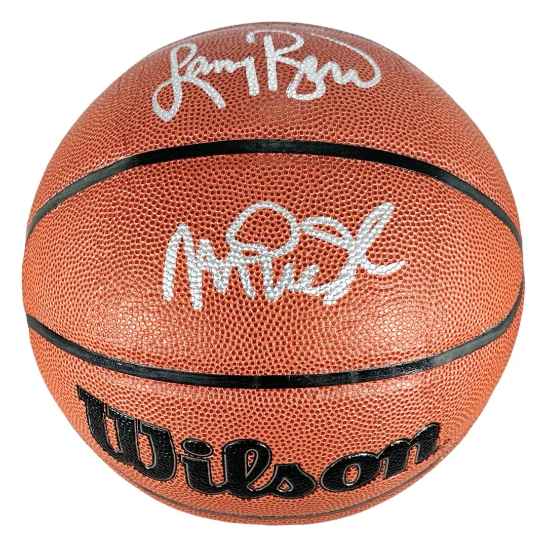 Larry Bird and Magic Johnson Signed NBA Wilson Authentic Series Basketball (Beckett)