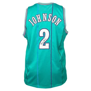 Larry Johnson Signed Charlotte Teal Basketball Jersey (JSA)