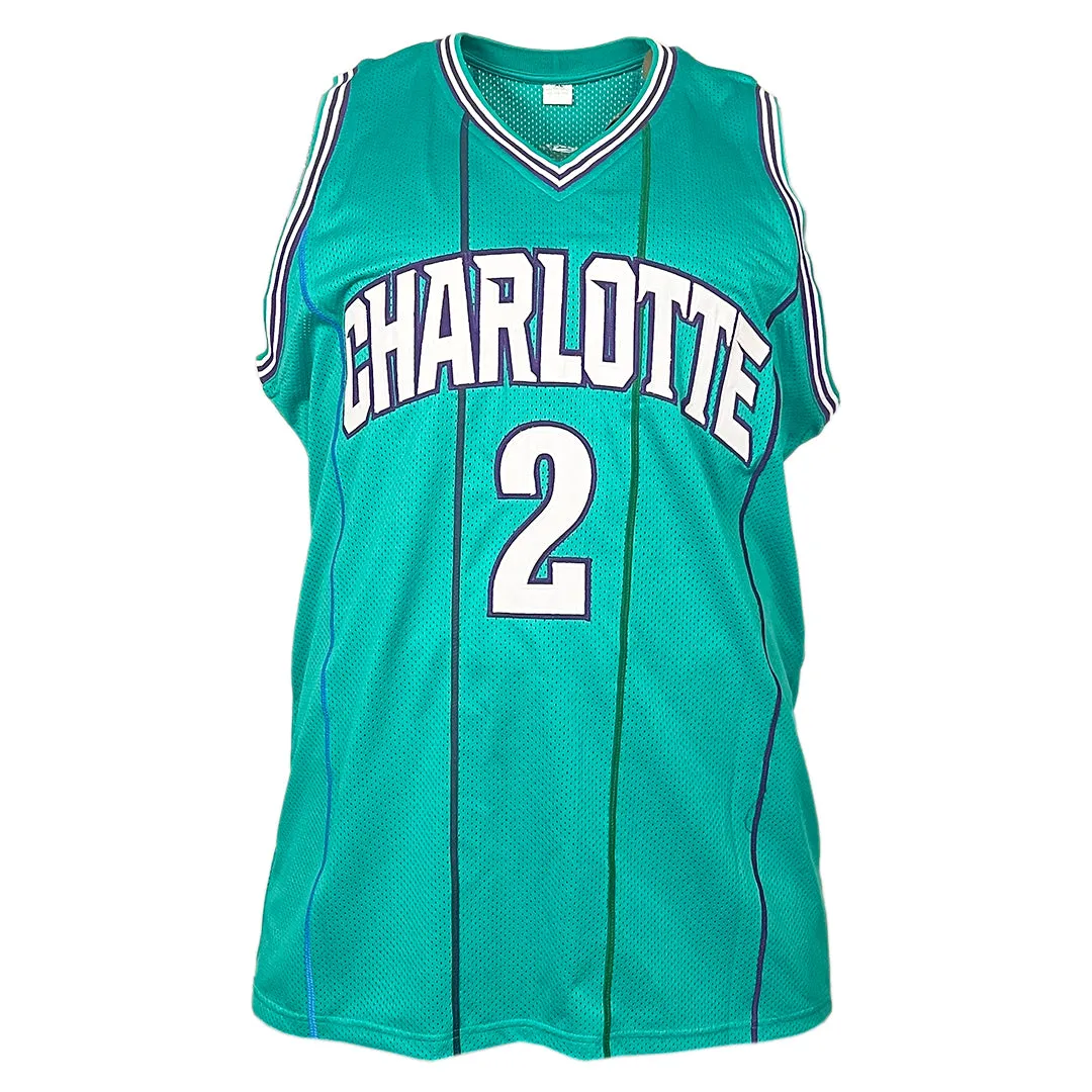 Larry Johnson Signed Charlotte Teal Basketball Jersey (JSA)