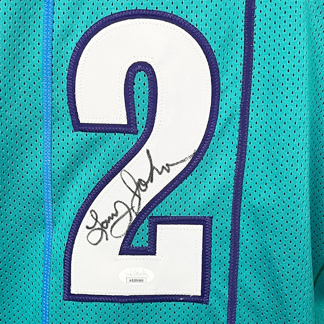 Larry Johnson Signed Charlotte Teal Basketball Jersey (JSA)