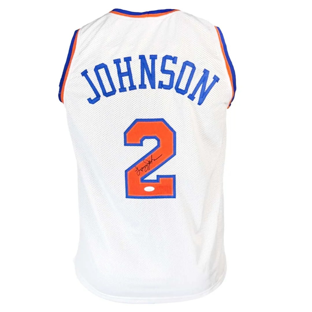 Larry Johnson Signed New York White Basketball Jersey (JSA)