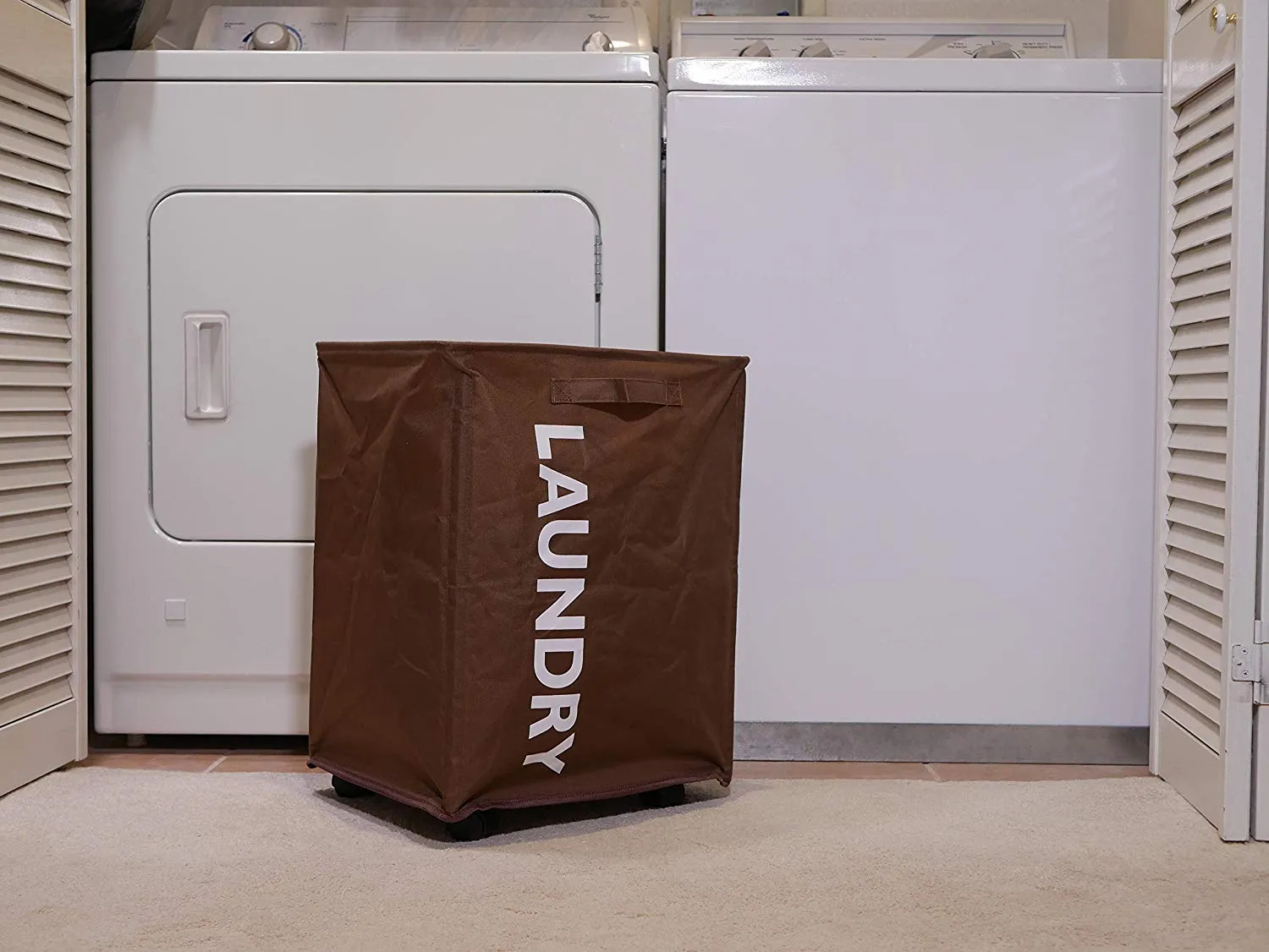 Laundry Hamper with Lockable Wheels, and Mesh Drawstring Closure