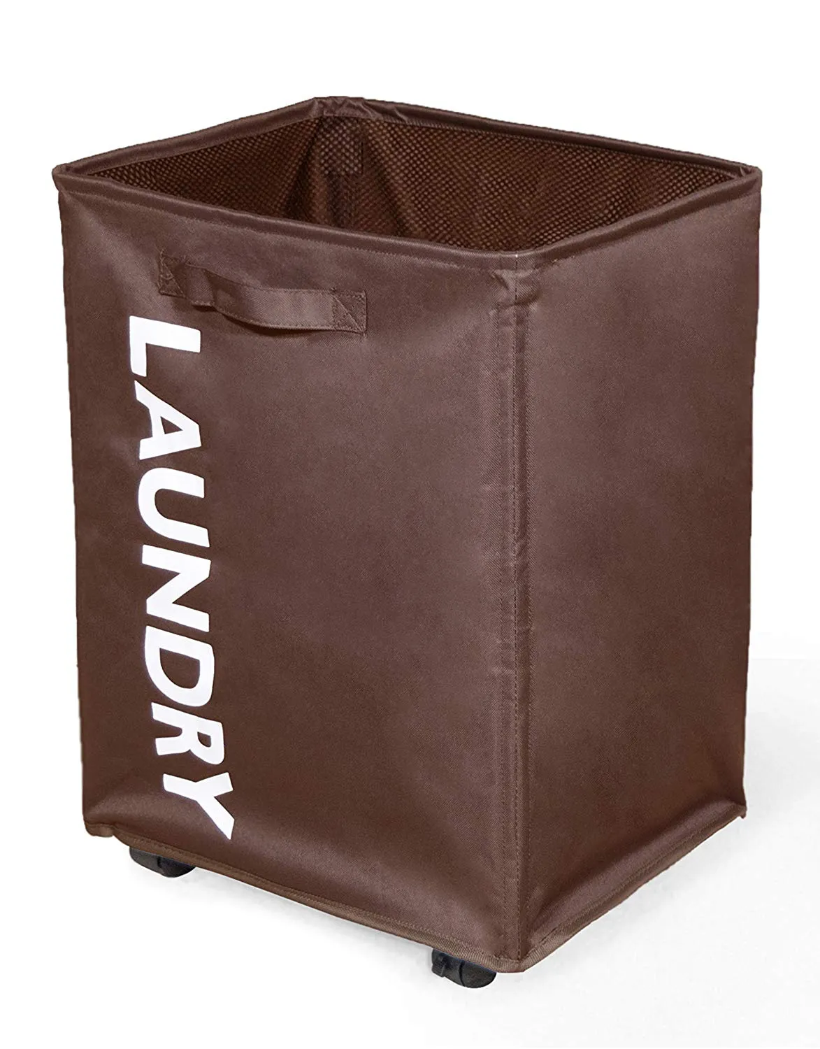 Laundry Hamper with Lockable Wheels, and Mesh Drawstring Closure