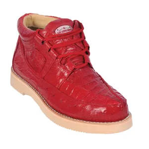 Los Altos Boots Mens # ZA050212 Casual Shoe | Style #01 |Caiman W/Ostrich Boots | Color Red