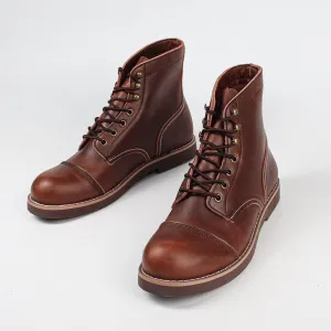 Men's Casual Shoes Handmade Brown Ankle Boots Vintage Pattern YOS200