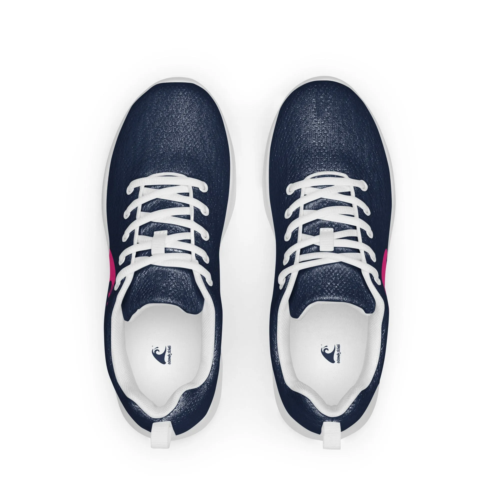 Men’s Navy Blue Athleisure Shoes with Extremely Stoked Hot Pink Epic Wave Logo