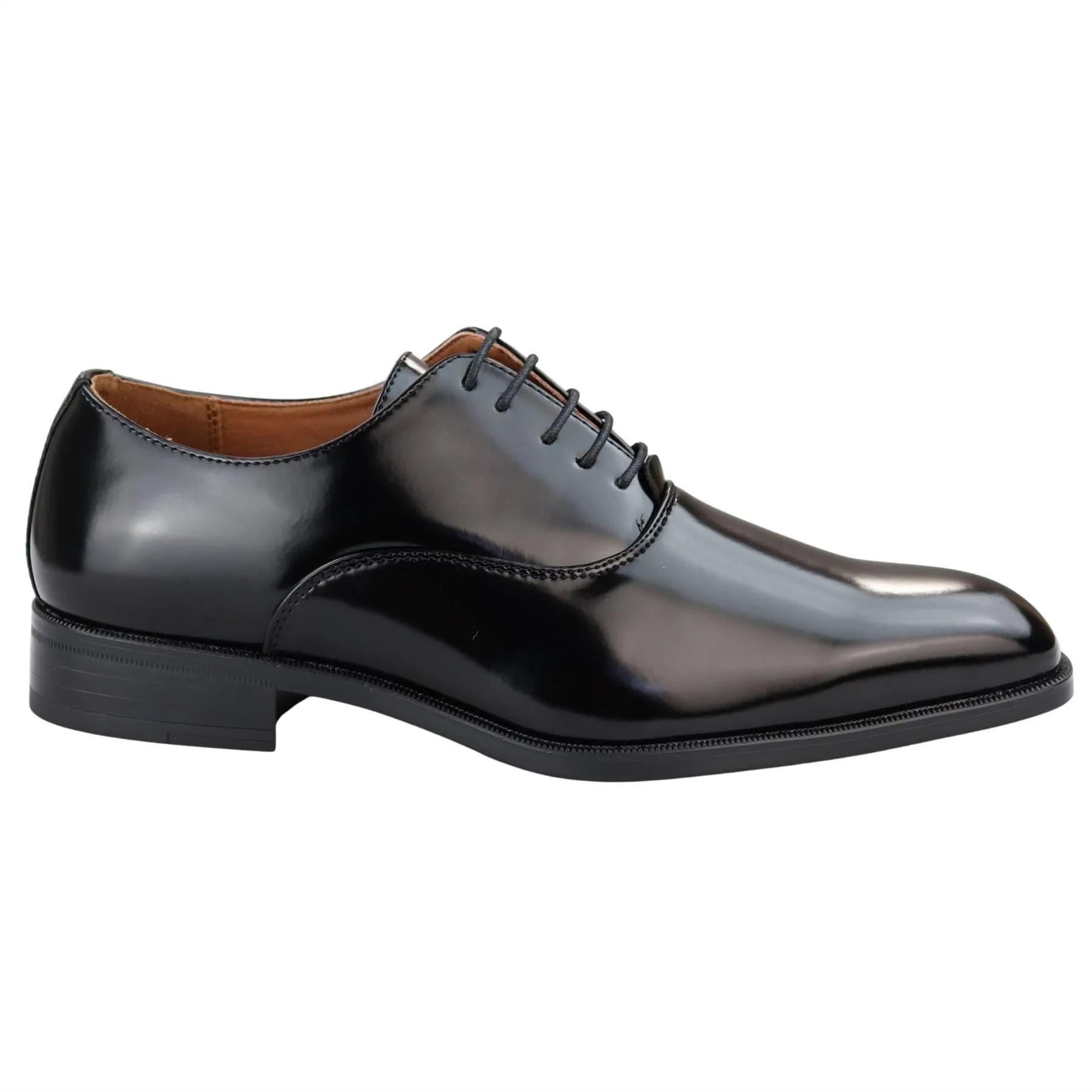 Mens Smart Formal Patent Oxford Shoes Shiny Laced Classic Round Toe Dress