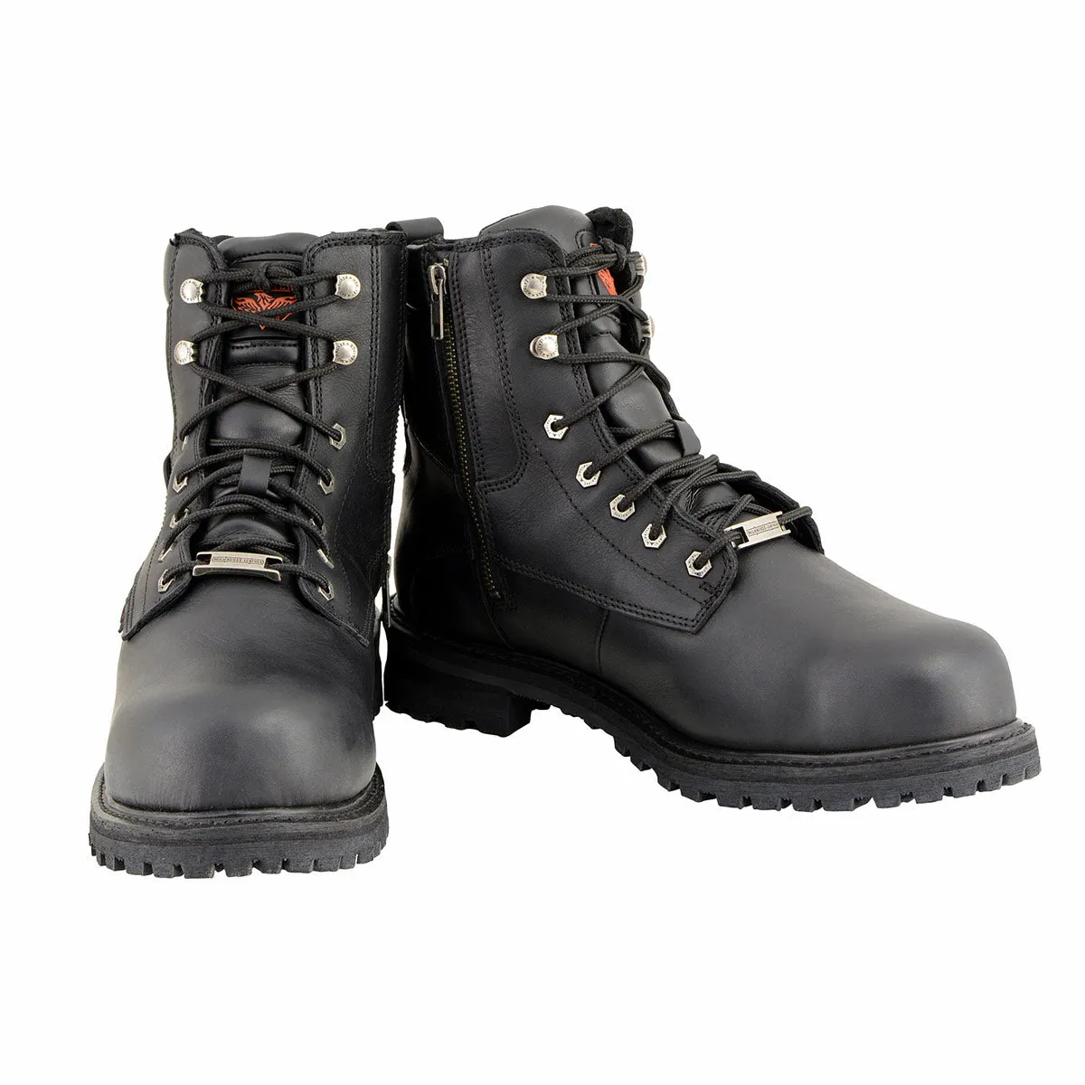 Milwaukee Leather MBM9097WPST Men's Black Wide-Width 6-inch Logger Steel Toe Water Proof Leather Boots