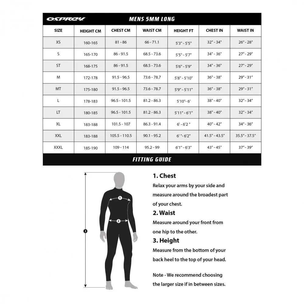 Osprey Mens Zero 5mm Winter Full Length Wetsuit