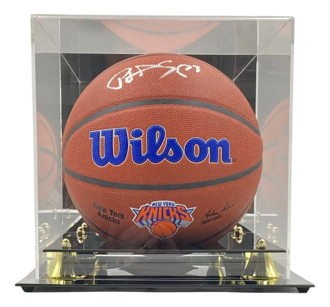 Patrick Ewing Signed New York Knicks Wilson Logo Basketball Steiner CX w/ Case