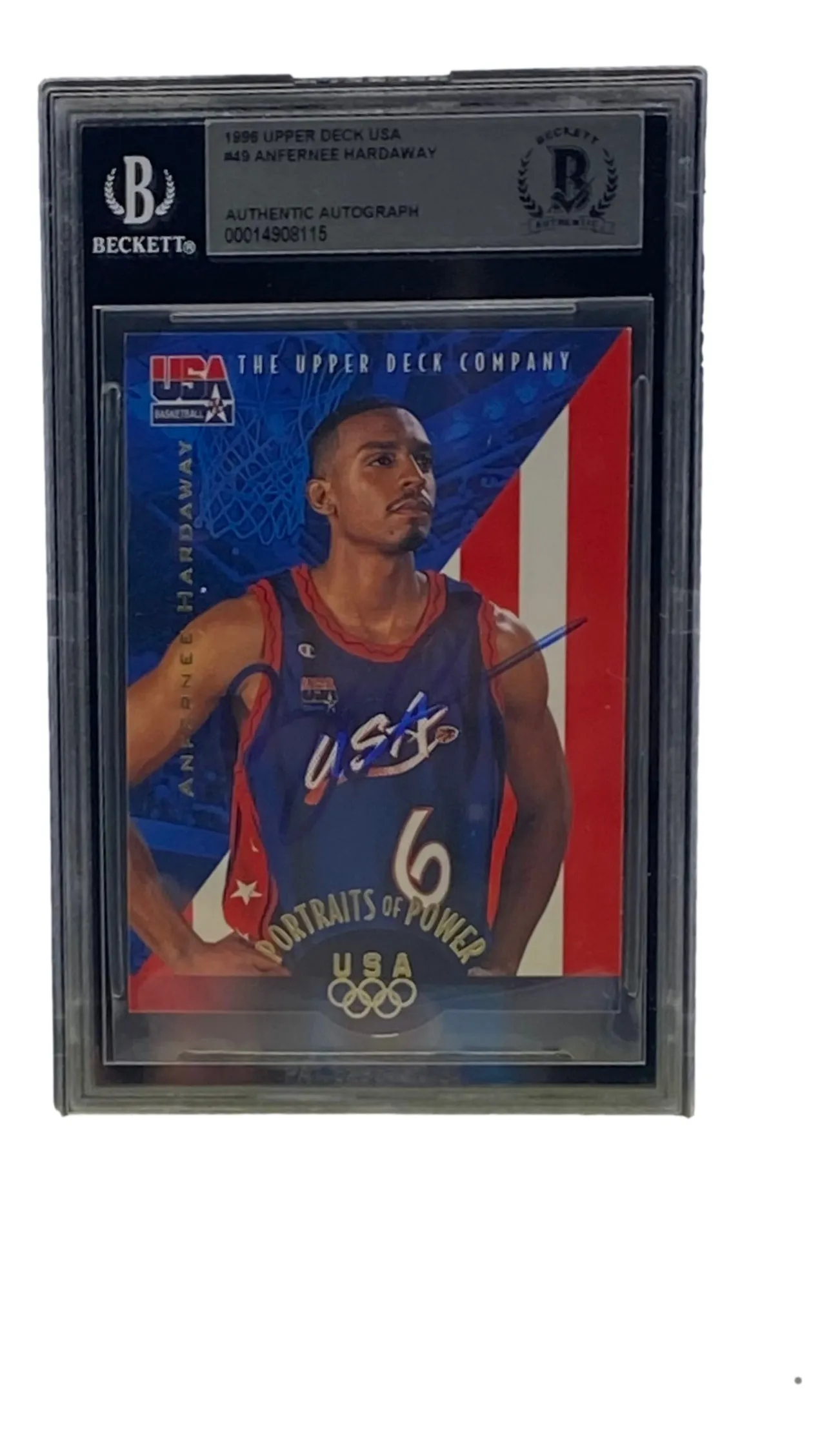 Penny Hardaway Signed Slabbed 1996 Upper Deck USA #49 Trading Card BAS