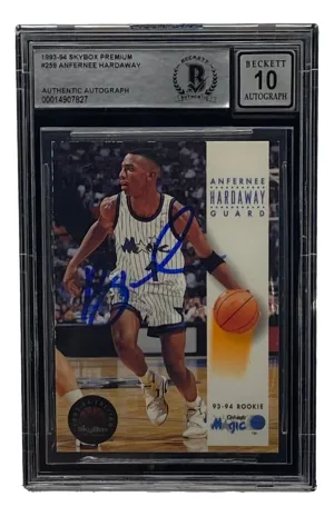 Penny Hardaway Signed Slabbed Magic 1993-94 SkyBox Premium #259 BAS Grade 10