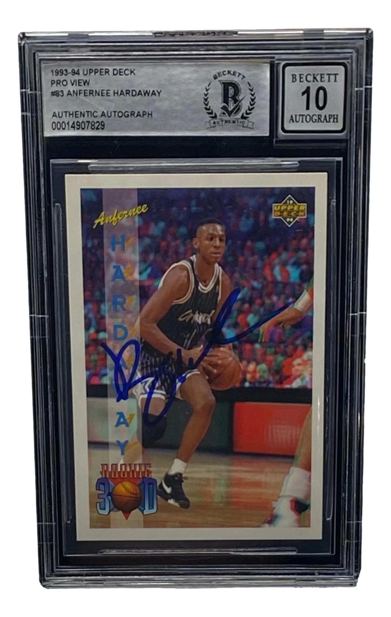 Penny Hardaway Signed Slabbed Orlando Magic 1993-94 UD Pro View #83 BAS Grade 10