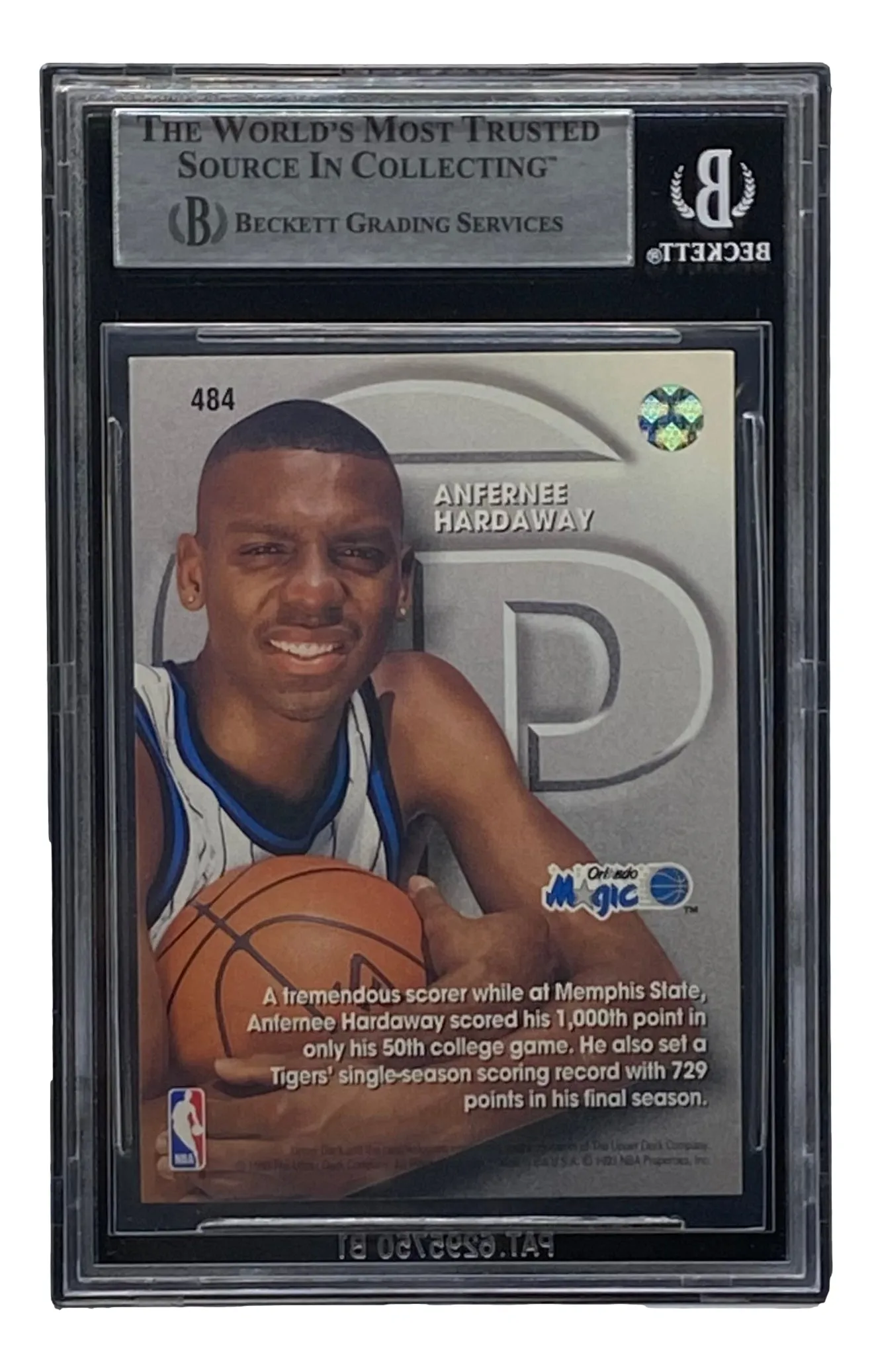 Penny Hardaway Signed Slabbed Orlando Magic 1993-94 Upper Deck #484 BAS