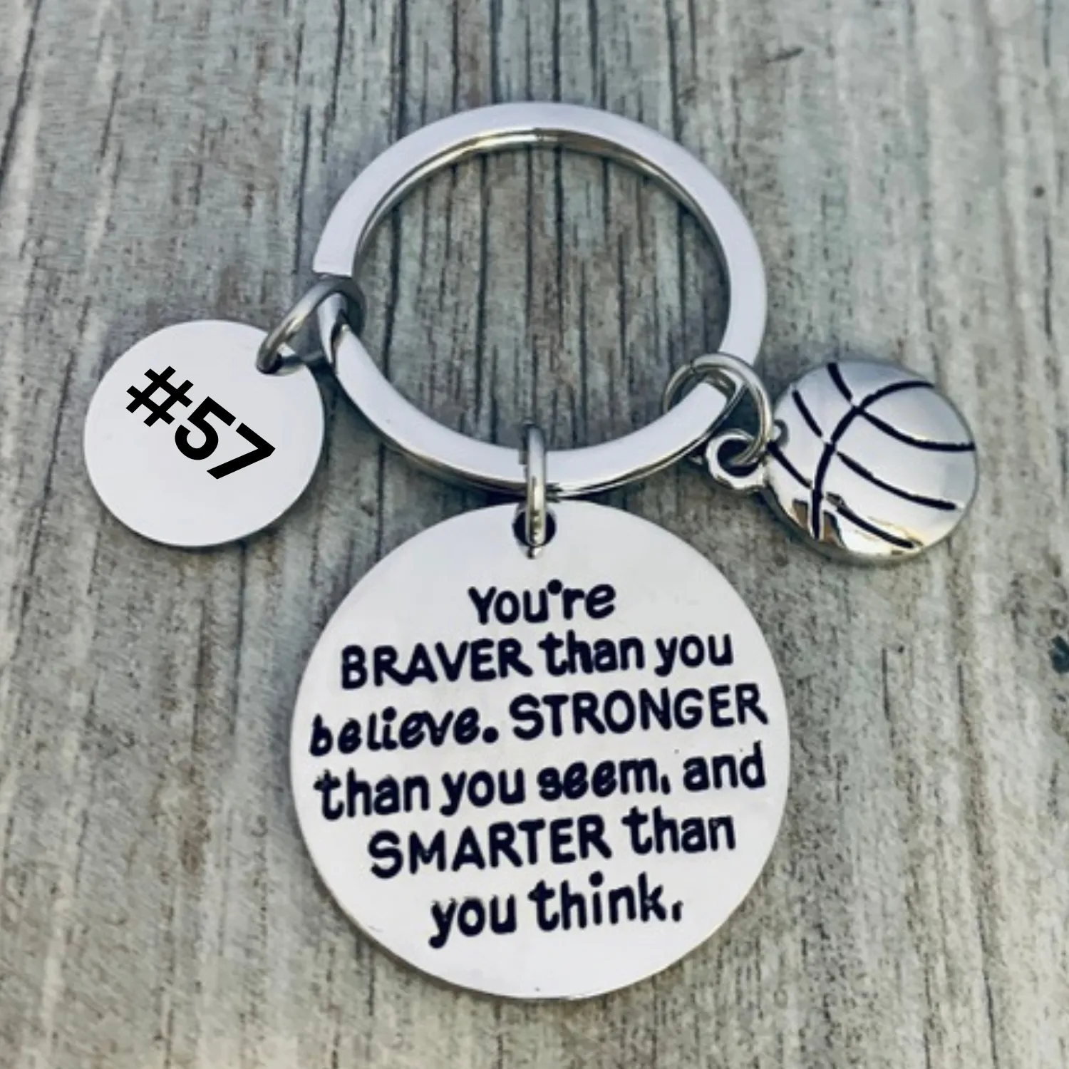 Personalized Basketball Keychain with Inspirational Charms