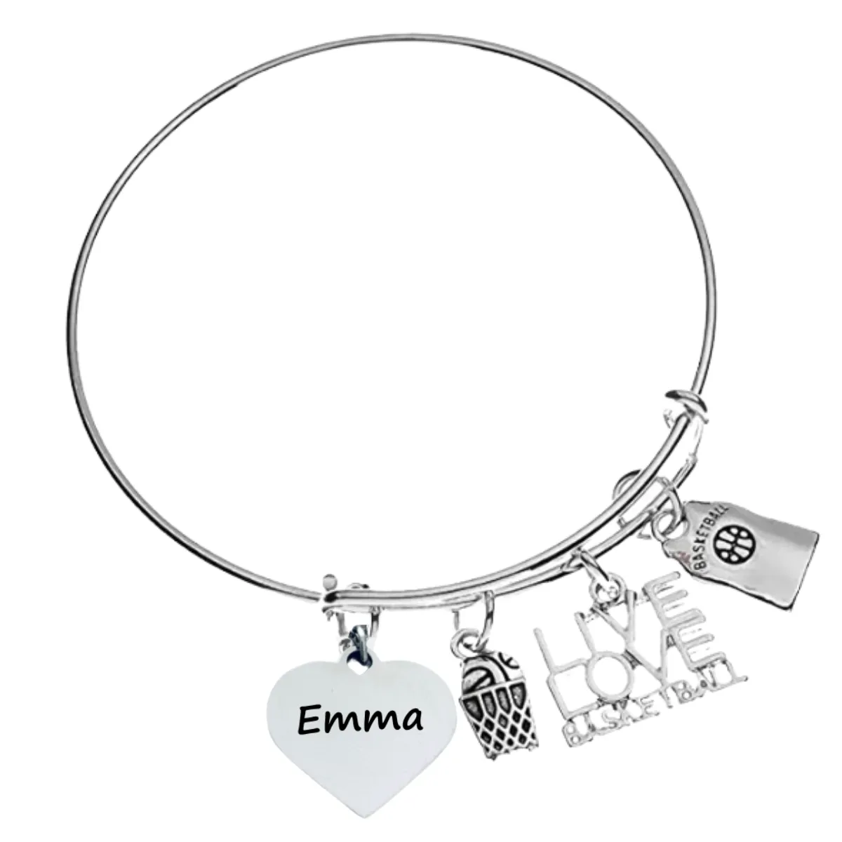 Personalized Engraved Basketball Bangle Bracelet