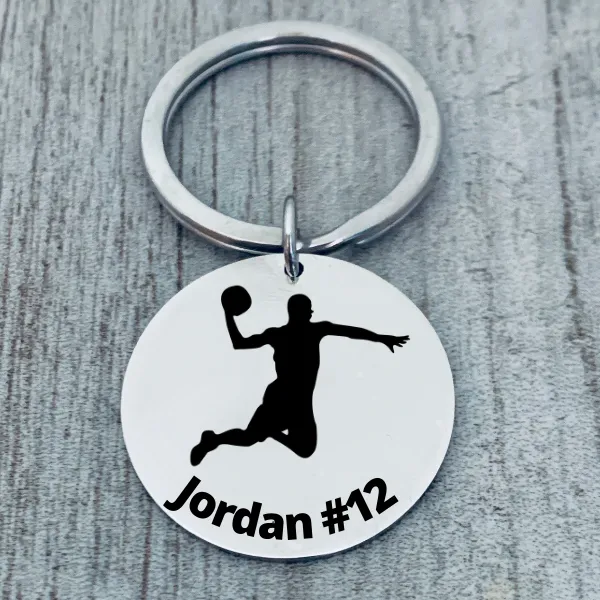 Personalized Engraved Boys Basketball Keychain