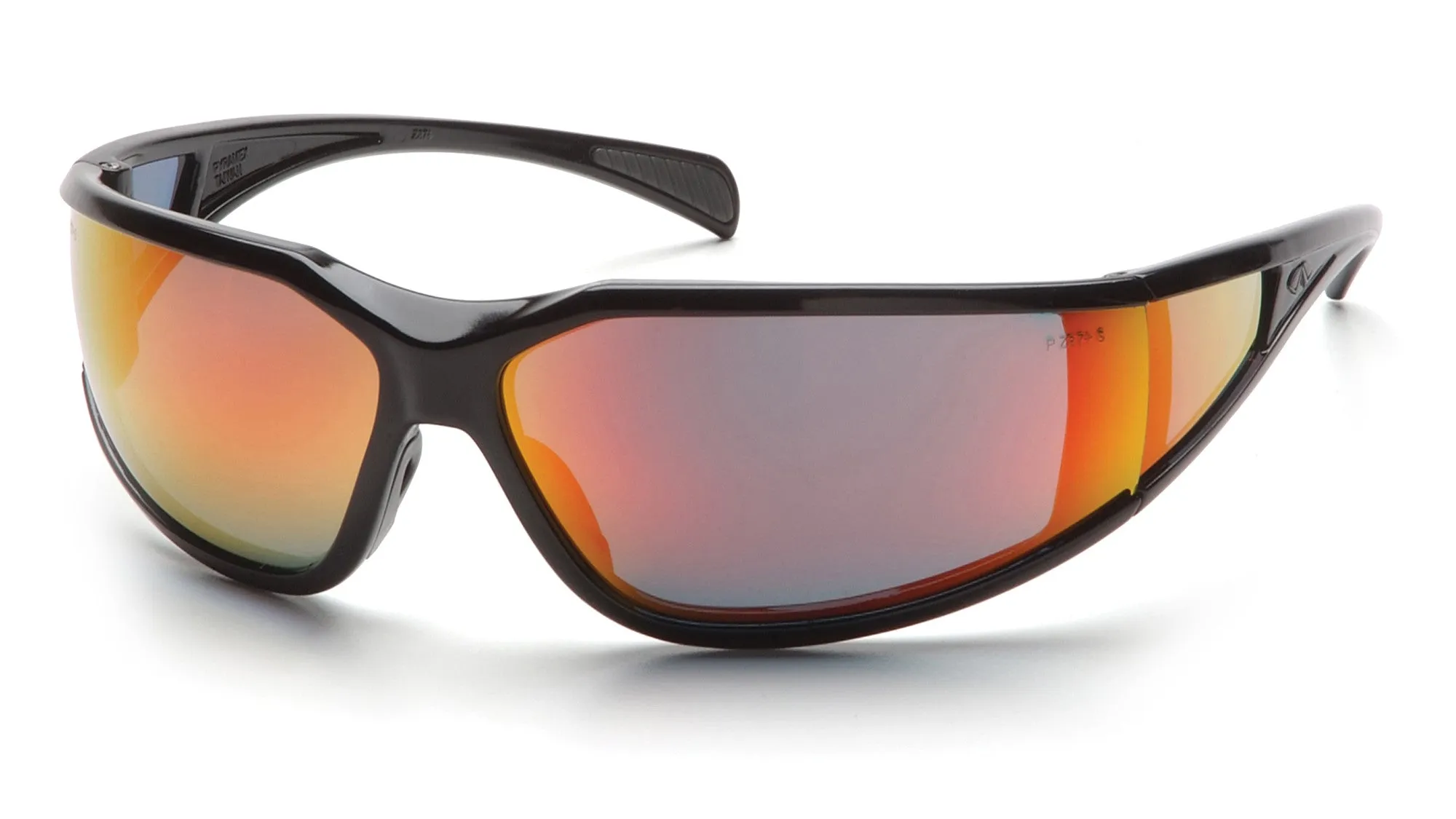 Pyramex SB5155DT Exeter Glossy Black  Safety Glasses W/ Sky Red Mirror Anti-Fog Lens (12 each)