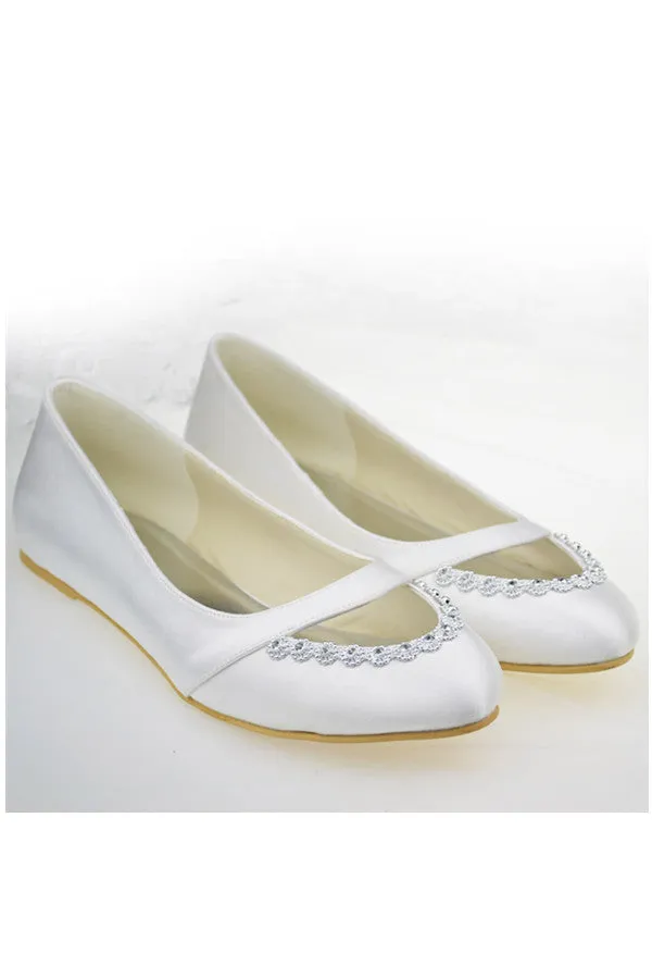 Real Beautiful Handmade Simple Comfy Beaded Ivory Flats S104