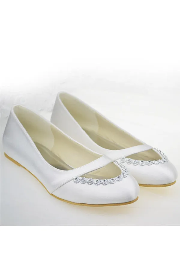 Real Beautiful Handmade Simple Comfy Beaded Ivory Flats S104