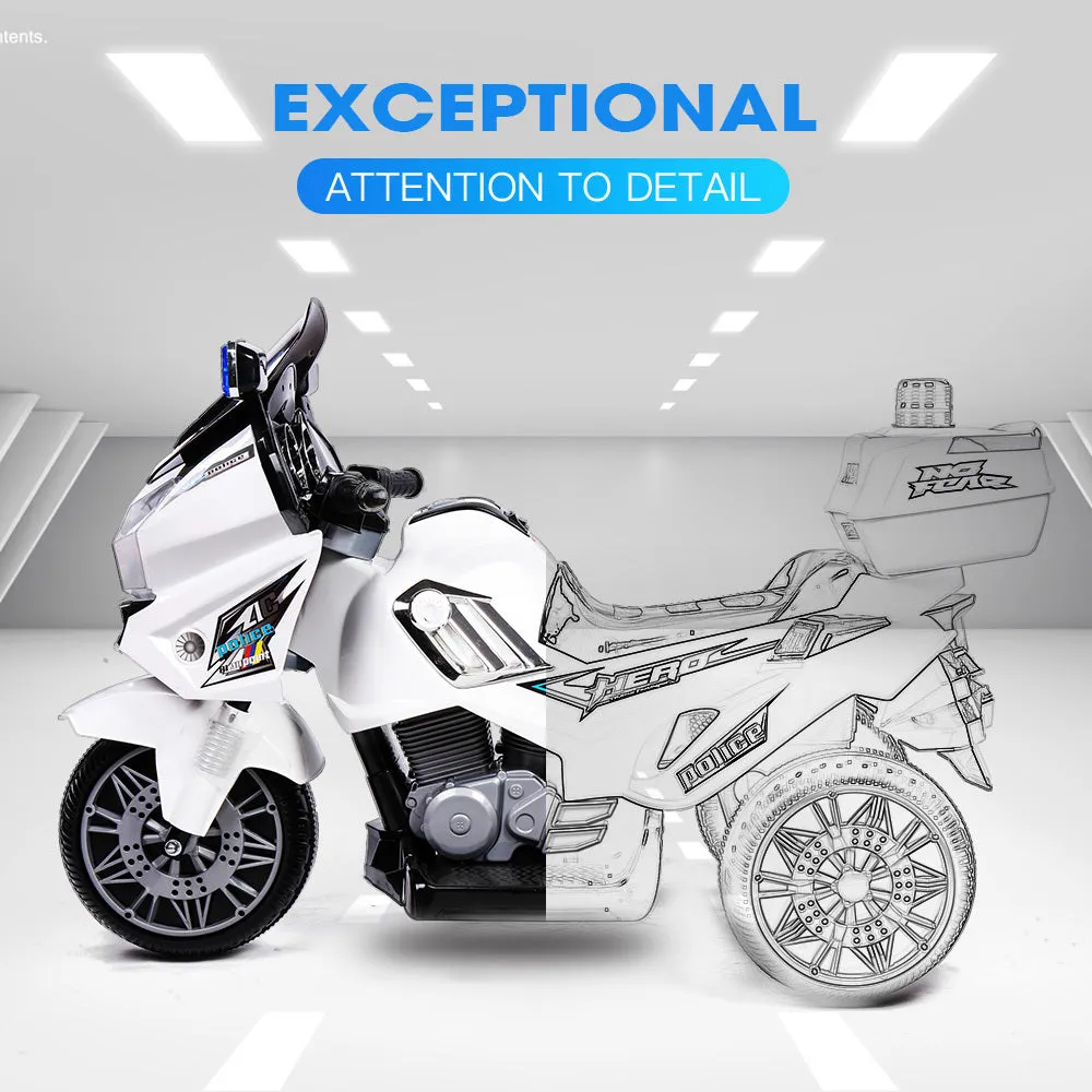 Realistic Ride-On Police Motorcycle Trike, 5KPH, ROVO KIDS