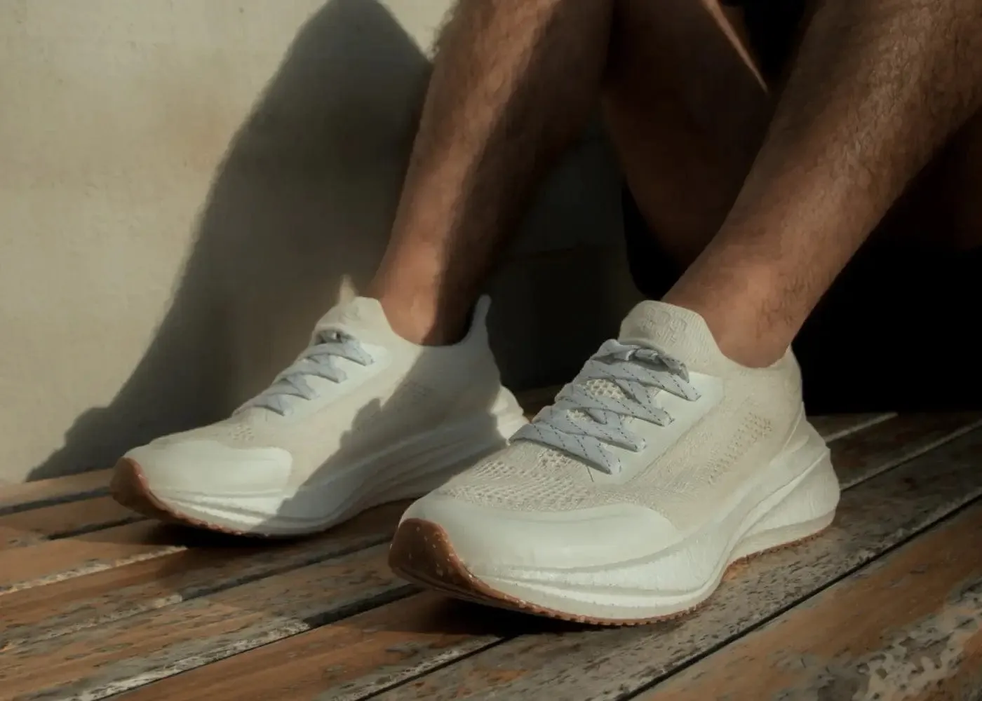 Runners Men's Hemp Leather Trainers | Pearl White