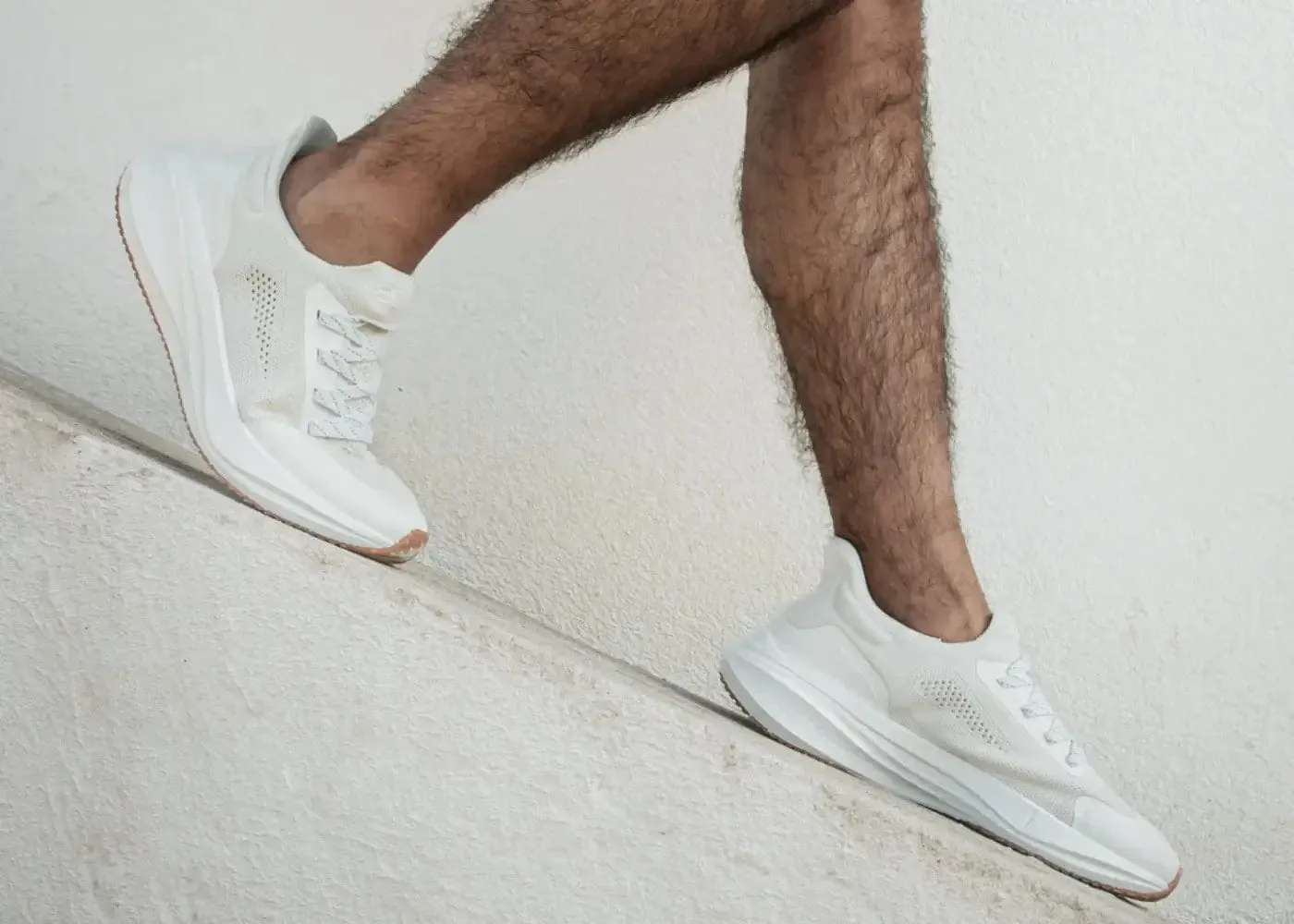 Runners Men's Hemp Leather Trainers | Pearl White