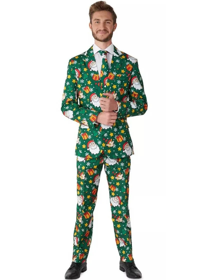 Santa and Elves Mens Green Suitmeister Christmas Suit