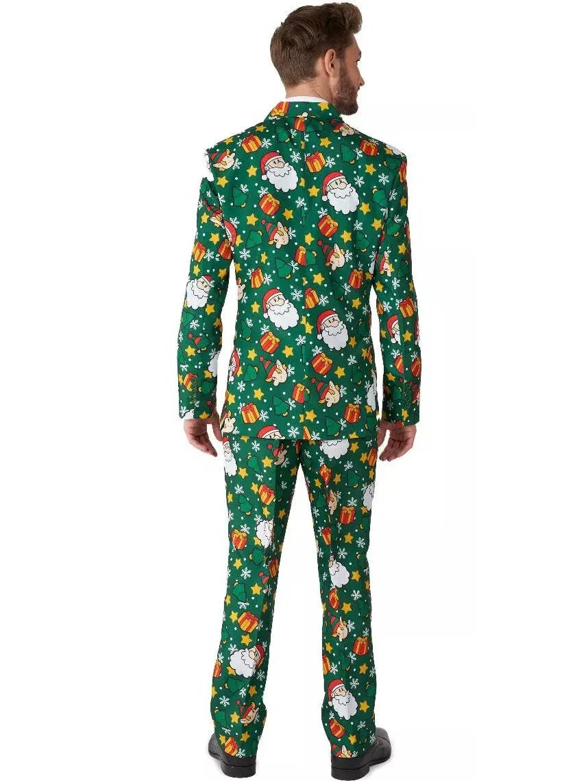 Santa and Elves Mens Green Suitmeister Christmas Suit