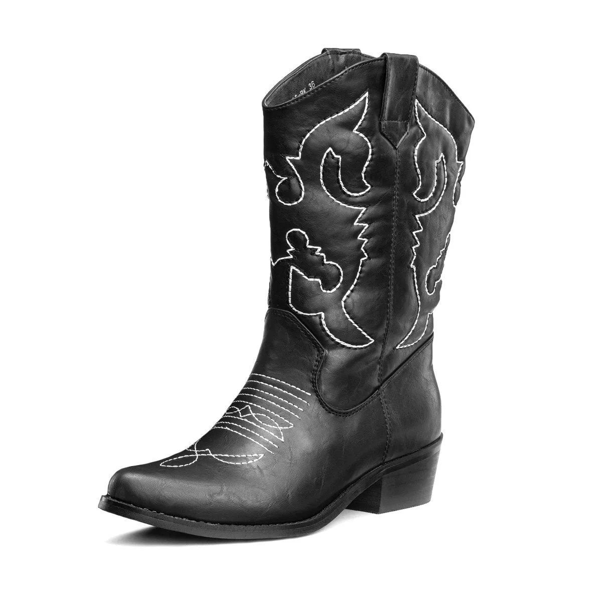 SheSole Womens Wide Calf Cowboy Boots Black