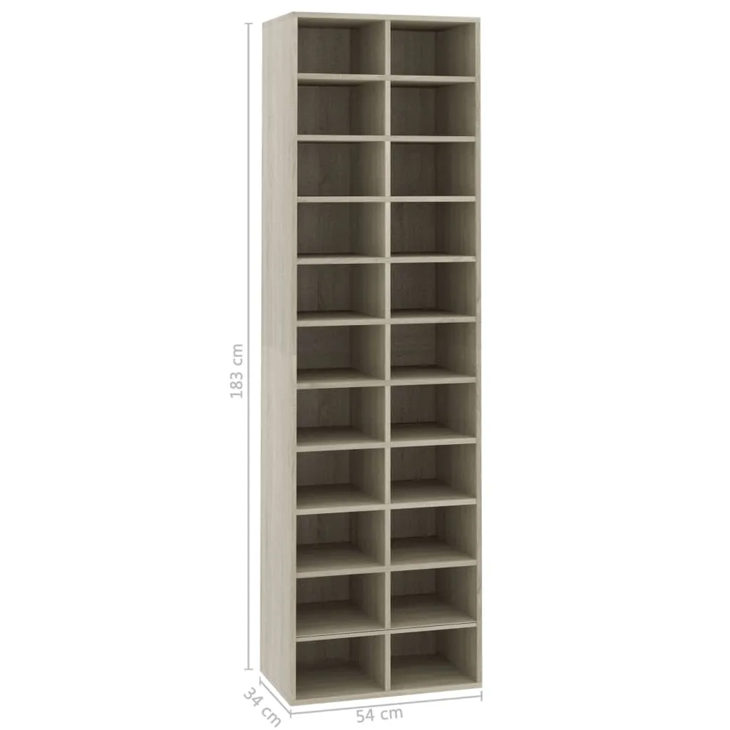 Shoe Cabinet Sonoma Oak 54x34x183 cm Chipboard