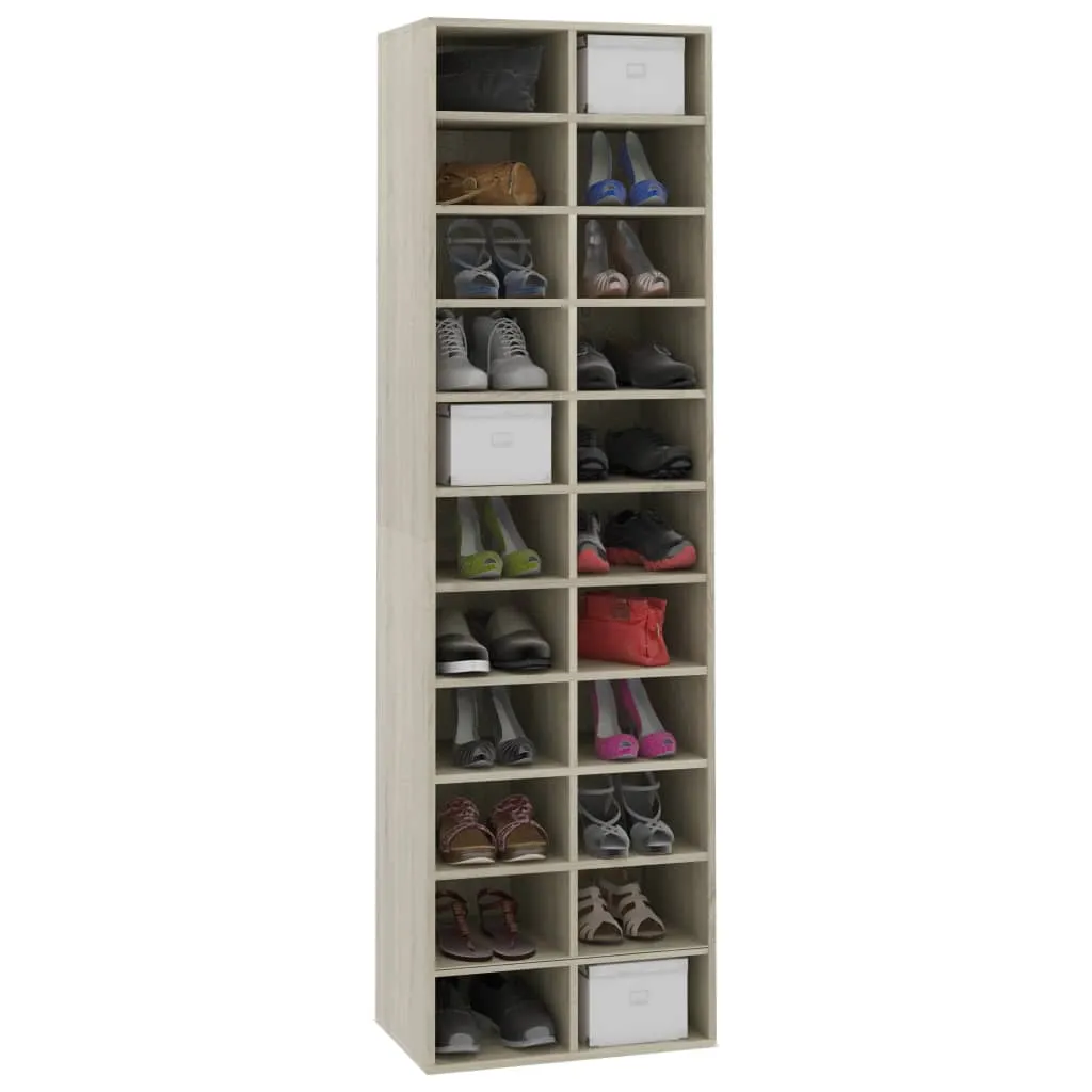 Shoe Cabinet Sonoma Oak 54x34x183 cm Chipboard