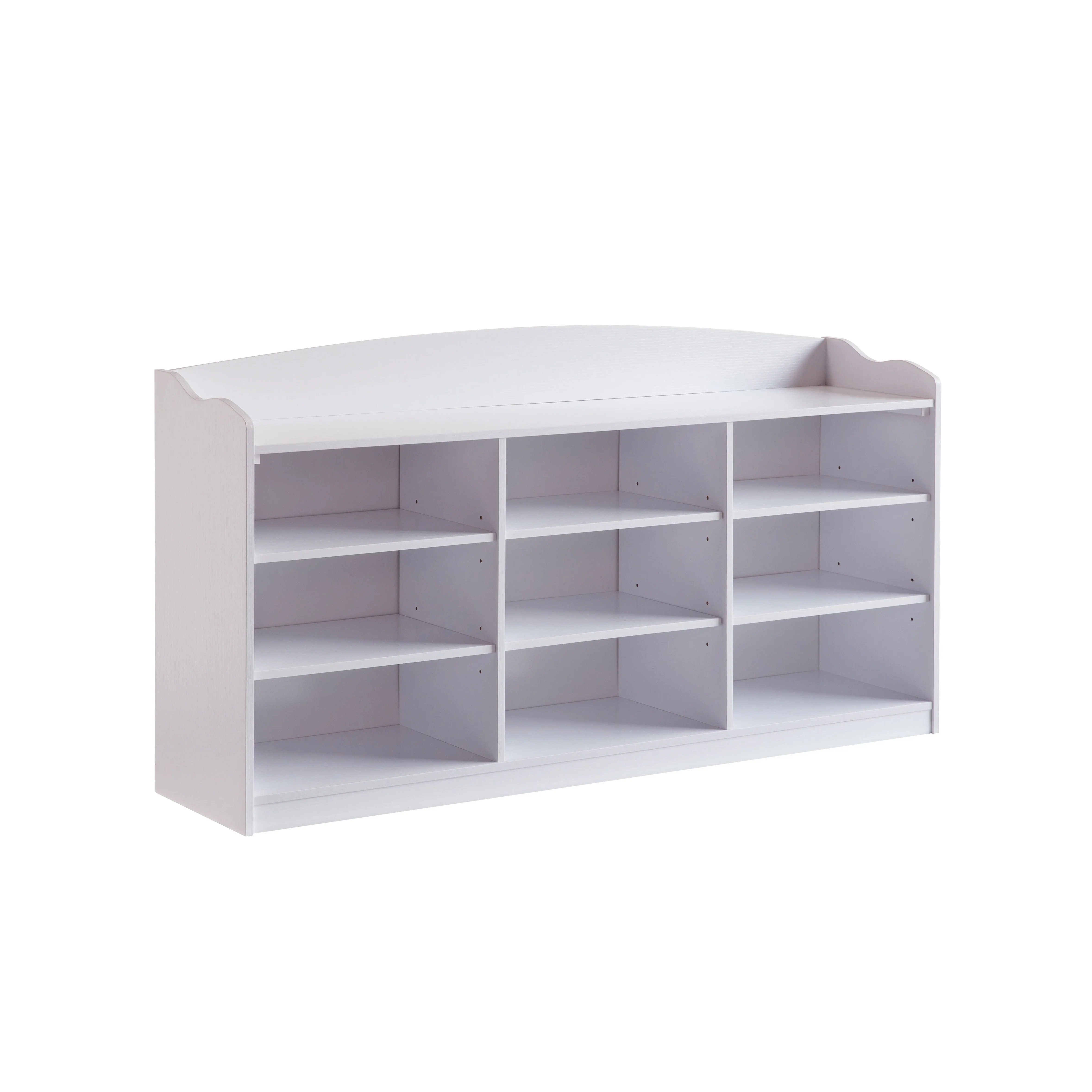 Shoe Storage Bench, Nine Storage Shelves, Entryway Organizer - White