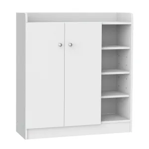 Shoe Storage Cabinet Home Hallway Furniture 2 Doors w/Adjustable 4 Shelves Cupboard Footwear Rack Stand Organiser White