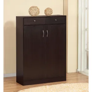 Shoe Storage Cabinet With Fives Shelves, Two Drawers, Fits 15 Pairs Of Shoes