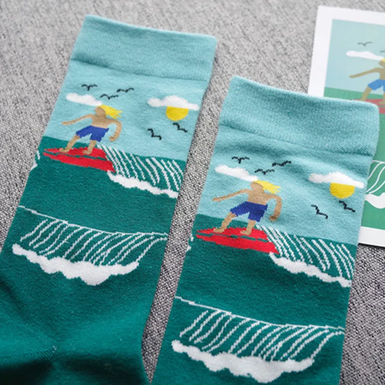 Surfin' USA Printed Crew Length Socks