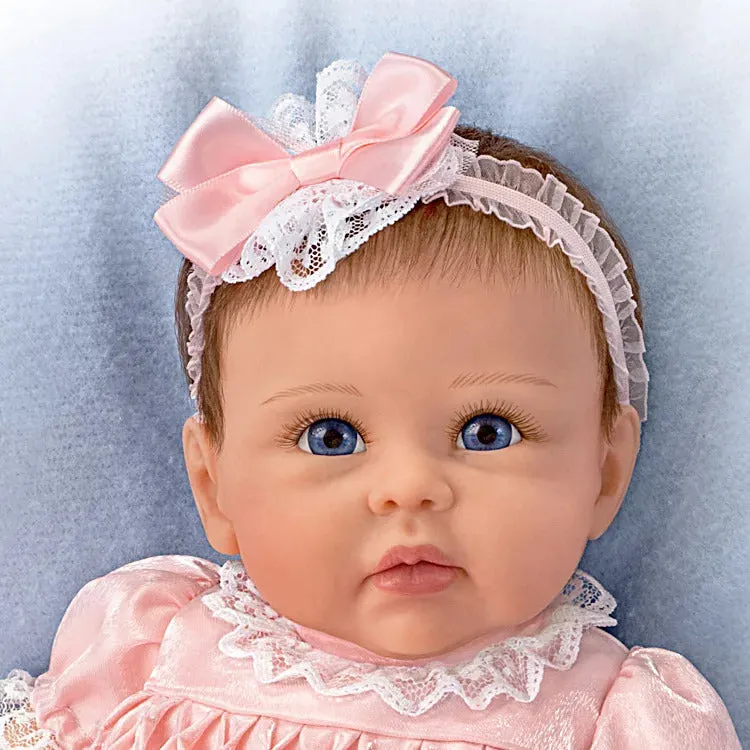 The Ashton - Drake Galleries Olivia All Dolled Up TrueTouch® Authentic Silicone Lifelike Realistic Baby Girl Doll with Soft Hand Rooted Hair Weighted Fully Poseable by Master Doll Artist Linda Murray 19"-Inches