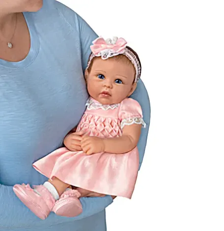 The Ashton - Drake Galleries Olivia All Dolled Up TrueTouch® Authentic Silicone Lifelike Realistic Baby Girl Doll with Soft Hand Rooted Hair Weighted Fully Poseable by Master Doll Artist Linda Murray 19"-Inches