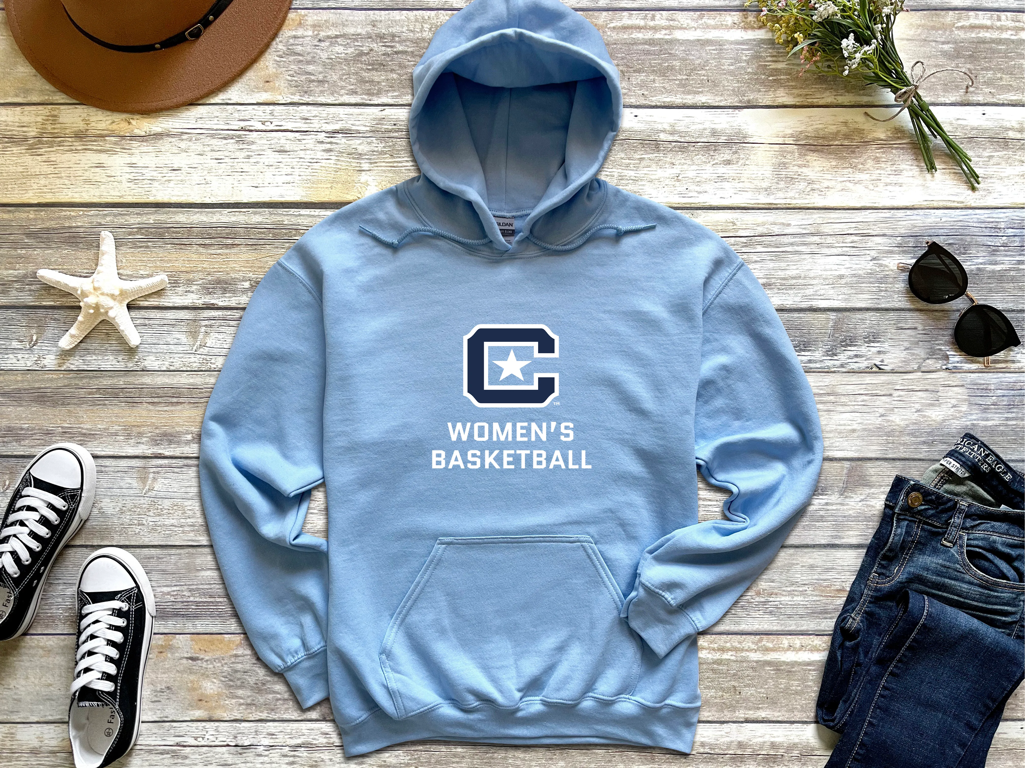 The Citadel Block C Star logo, Club Sports - Women's Basketball,  Heavy Blend™ Hooded Unisex Sweatshirt