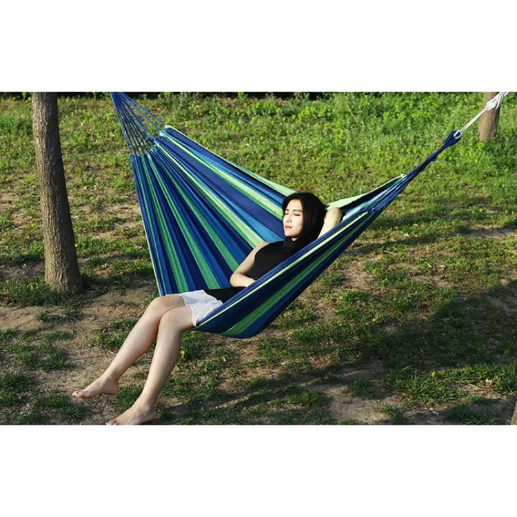 Thick Canvas Hammock Field Rollover Prevention Outdoor  Hammock Swing  260x80  Non-stick Single (Blue Stripes)