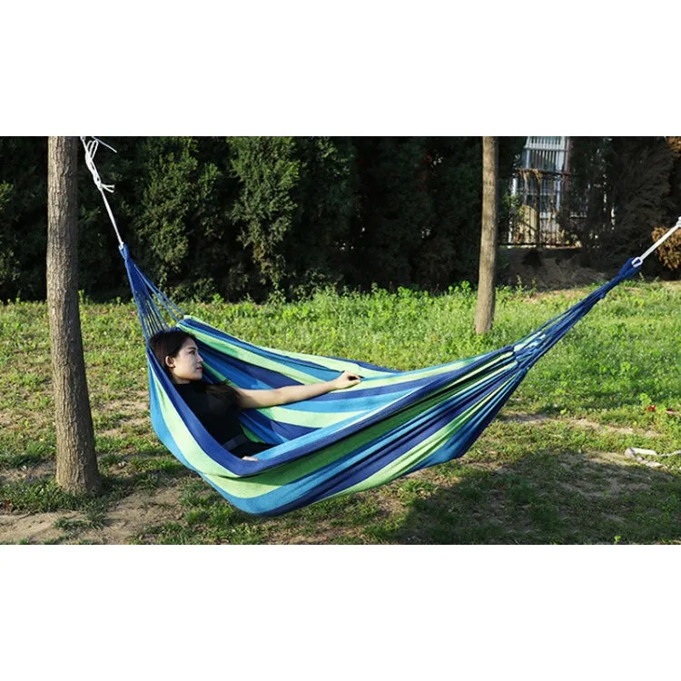 Thick Canvas Hammock Field Rollover Prevention Outdoor  Hammock Swing  260x80  Non-stick Single (Blue Stripes)